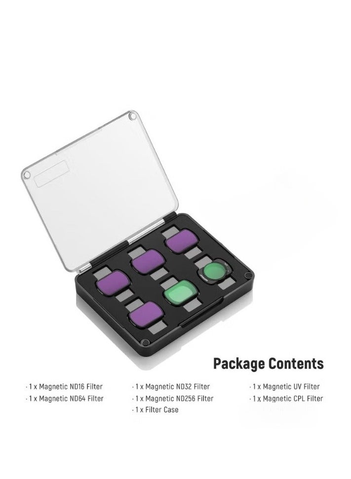 6 Pack of Osmo Pocket 3 Filter Kit，UV/CPL/ND Filter Set Compatible with DJI Osmo Pocket 3, 6 Pack Magnetic UV+CPL+ND16+ND32+ND64+ND256 Protection Polarizer Neutral Density Filters, Multi Coated HD Optical Glass - Image 3