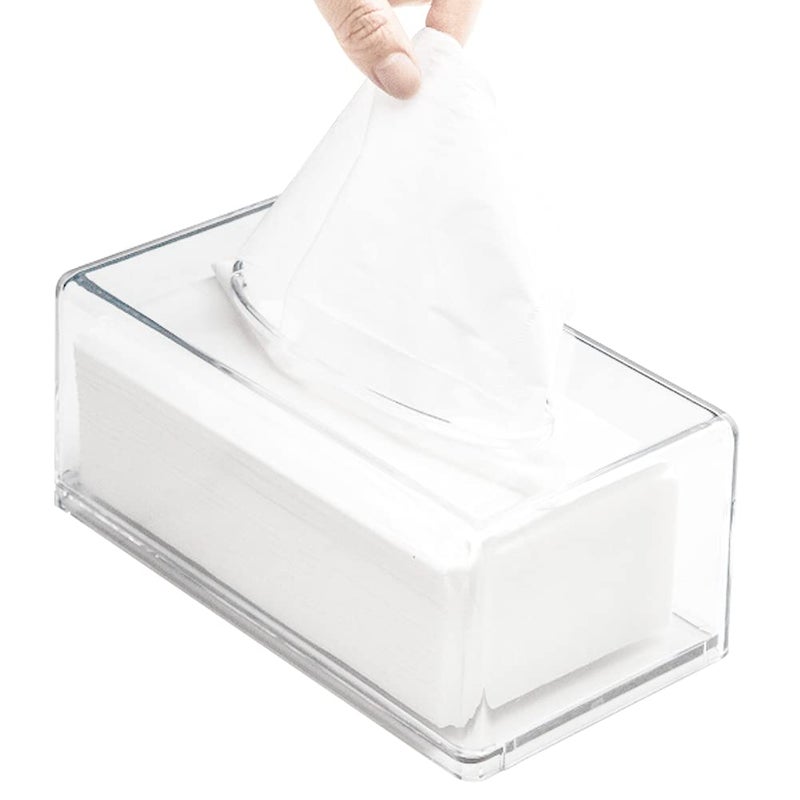 GRACECOTT Square Clear Acrylic Tissue Box Box Covers Rectangular Bathroom Facial Napkin Box Holders Table Clear Dryer Sheet Dispenser for Bathroom Kitchen and Cars