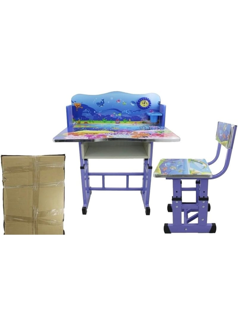 DubaiGallery Kids Desk and Chair Set Height Adjustable with Table Lamp, Sitting Orthosis, Multifunctional Study Table Workstation for School Students,Suitable for Boys Or Girls