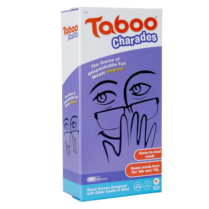 Ageless Games Taboo Charades Classic Word Guessing Charades Game for Older Adults Big Easy to Read Cards for Low Vision 80 Customizable Word Guess Cards Fun Family Card Game for Ages 13103