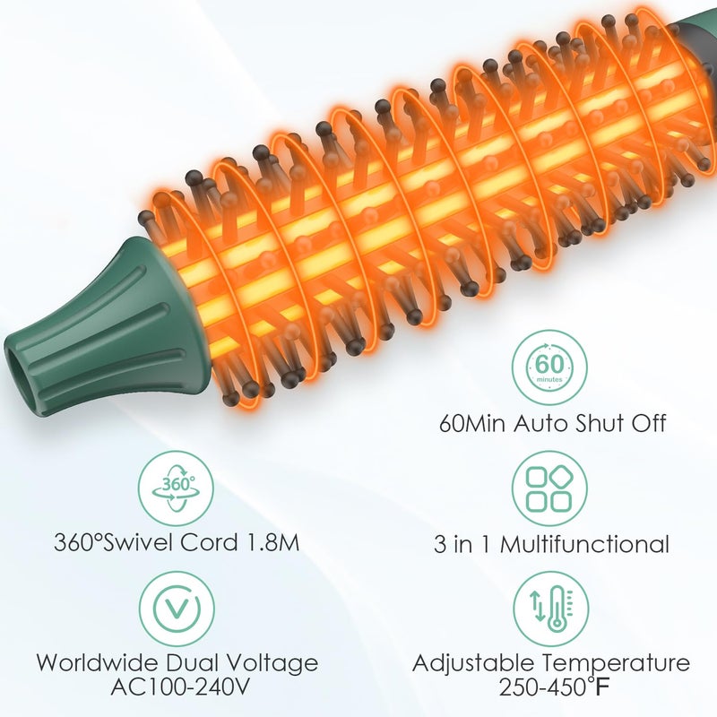 BANGMENG 3/4 Inch Barrel Thermal Round Brush, Volume Heat Styling Brush for Men and Women Medium Thin Curly Straight Hair, Heated Curling Iron,12 Temperature Setting (1.35 Inch with Bristles) - Image 3