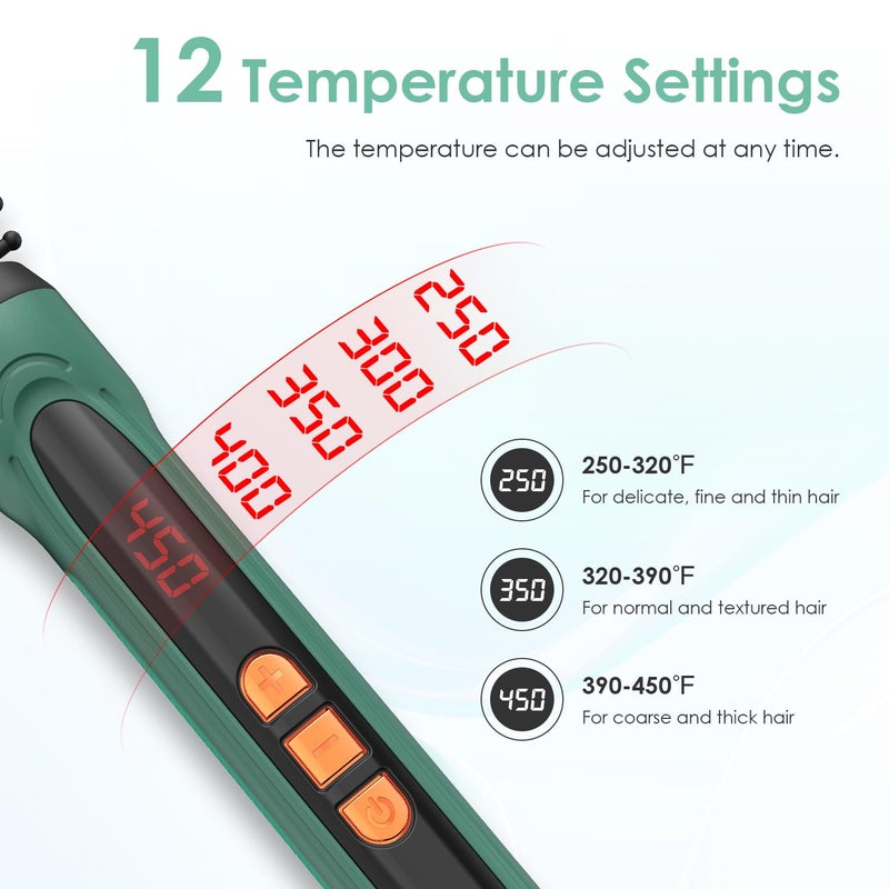 BANGMENG 3/4 Inch Barrel Thermal Round Brush, Volume Heat Styling Brush for Men and Women Medium Thin Curly Straight Hair, Heated Curling Iron,12 Temperature Setting (1.35 Inch with Bristles) - Image 2