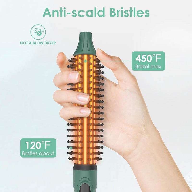 BANGMENG 3/4 Inch Barrel Thermal Round Brush, Volume Heat Styling Brush for Men and Women Medium Thin Curly Straight Hair, Heated Curling Iron,12 Temperature Setting (1.35 Inch with Bristles) - Image 5
