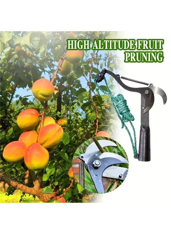 Long Reach Aerial Pruners with Corded Design Stainless Steel Branch Cutter Fruit Picker Yellow Black Handle - Image 1
