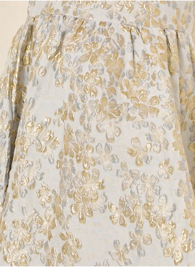 Styli فستان جاكار بأكمام منتفخة  - Image 3