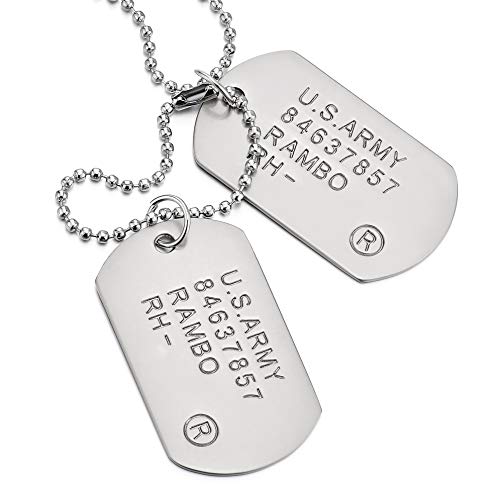 COOLSTEELANDBEYOND Satin Two-Pieces Mens Military Army Dog Tag Pendant Necklace with 28 inches Ball Chain - Image 1