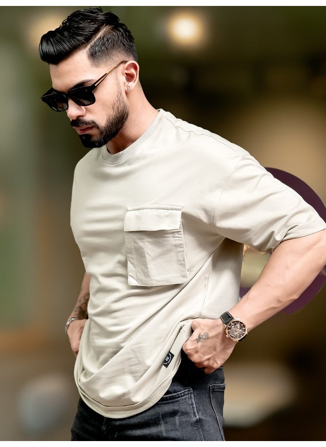 Maniac Mens Solid Polo Neck 3/4th Sleeve Biscuit Cotton T-Shirt  - Image 4