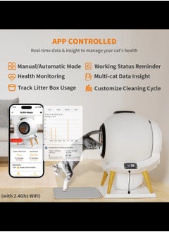 HoneyGuardian HoneyGuardian™ Smart Self-Cleaning Cat Litter Box, Automatic Cat Litter Box, APP Control Health Monitoring for Multiple Cats, Anti-Pinch/Odor-Removal Design, Dual Power Supply, with 2 Rolls Garbage Bags/Mats [12 Months international Warranty]  - Image 5