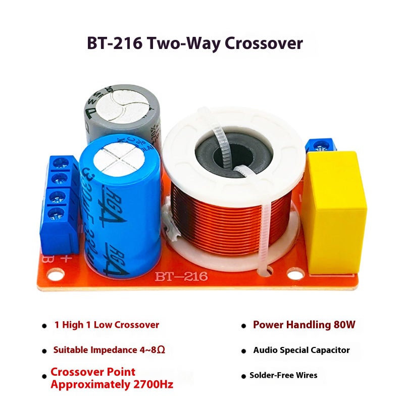 Crossover Network Kit With NonPolarized Capacitors Thermal Coils Treble Bass Frequency Divider - Image 4