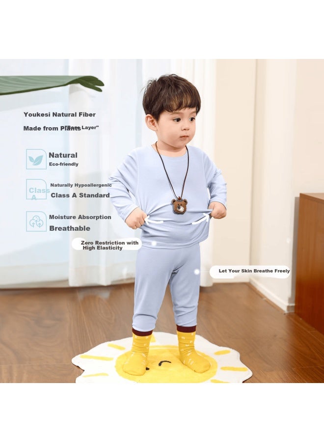 Luson Little O Dad Boys' Autumn Homewear Soft Thin Solid Color Infant Pajama Set For 1-year-old Baby - Image 2