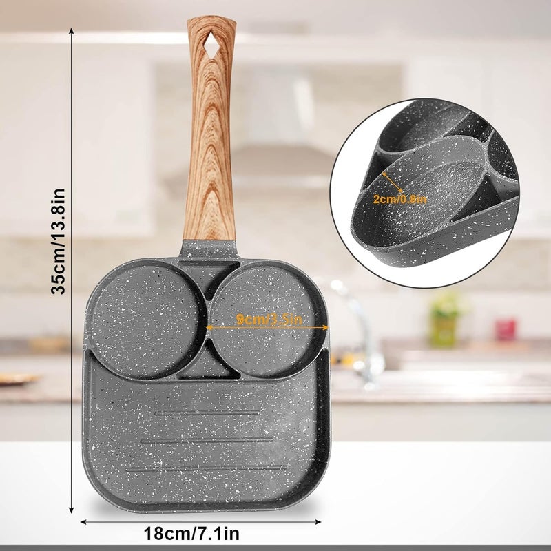 Botash Egg Frying Pan Nonstick Pancake Pans 3Cups cookware Pancake Omelette PanIdli Non stic plat Harmless with Handle for Electric Stove for Kitchen for Induction Cooker1pcs - Image 3
