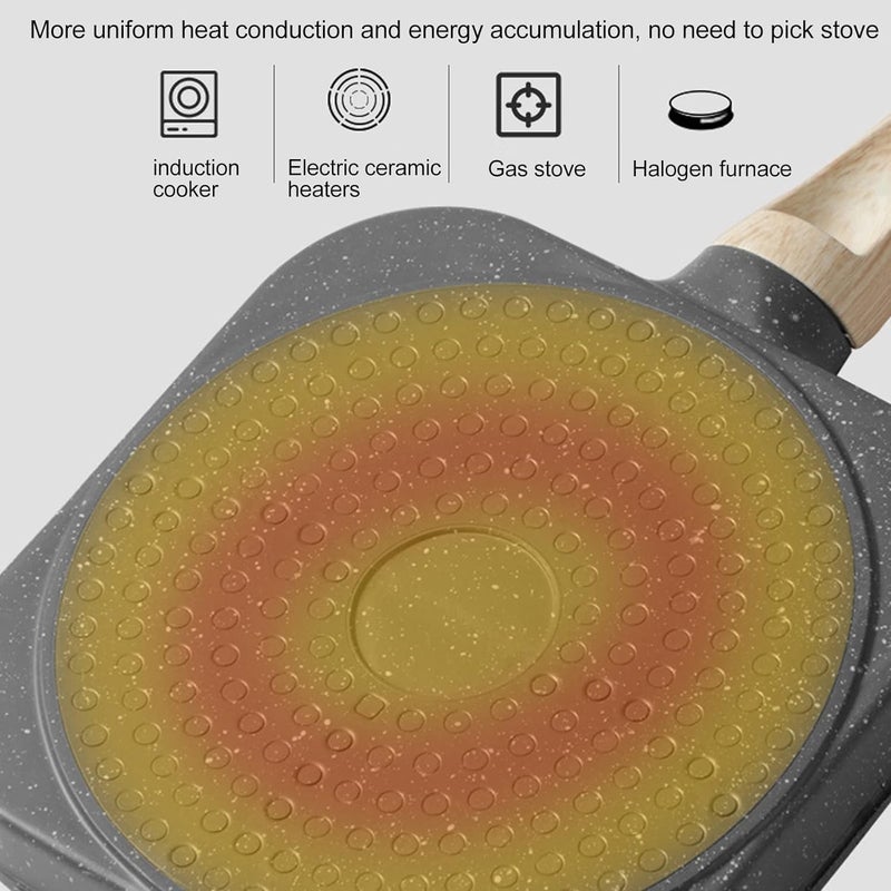 Botash Egg Frying Pan Nonstick Pancake Pans 3Cups cookware Pancake Omelette PanIdli Non stic plat Harmless with Handle for Electric Stove for Kitchen for Induction Cooker1pcs - Image 5