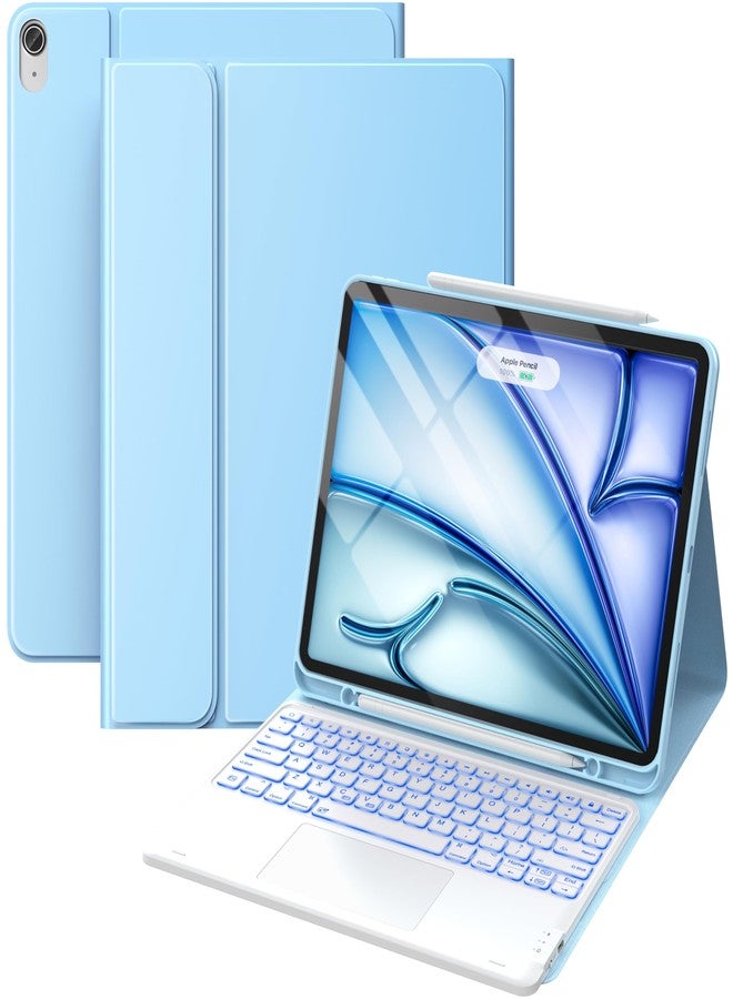 GreenLaw لوحة مفاتيح GreenLaw لجهاز iPad Air مقاس 13 بوصة (M3/M2)، لوحة مفاتيح مغناطيسية قابلة للفصل مع لوحة لمس متعددة اللمس، غطاء مقاوم للبقع بإضاءة خلفية بسبعة ألوان لجهاز iPad Air مقاس 13 بوصة (M3 2025/M2 2024)، أزرق فاتح - Image 1