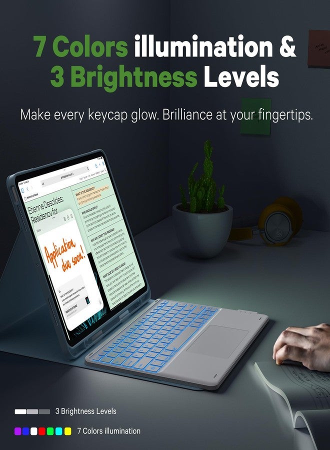 GreenLaw لوحة مفاتيح GreenLaw لجهاز iPad Air مقاس 13 بوصة (M3/M2)، لوحة مفاتيح مغناطيسية قابلة للفصل مع لوحة لمس متعددة اللمس، غطاء مقاوم للبقع بإضاءة خلفية بسبعة ألوان لجهاز iPad Air مقاس 13 بوصة (M3 2025/M2 2024)، أزرق فاتح - Image 5