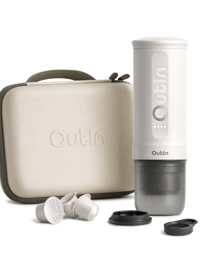 OutIn Nano Portable Electric Espresso Machine with Carrying Bag, Travel Coffee Maker for Camping, Car Coffee Maker Self-Heating with USB-C, With Ground Coffee & NS Capsule for RV, Hiking, Office - Image 1