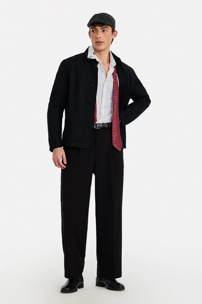 سنيتش Black Textured Long Sleeve Regular Fit Formal Luxe Shirt