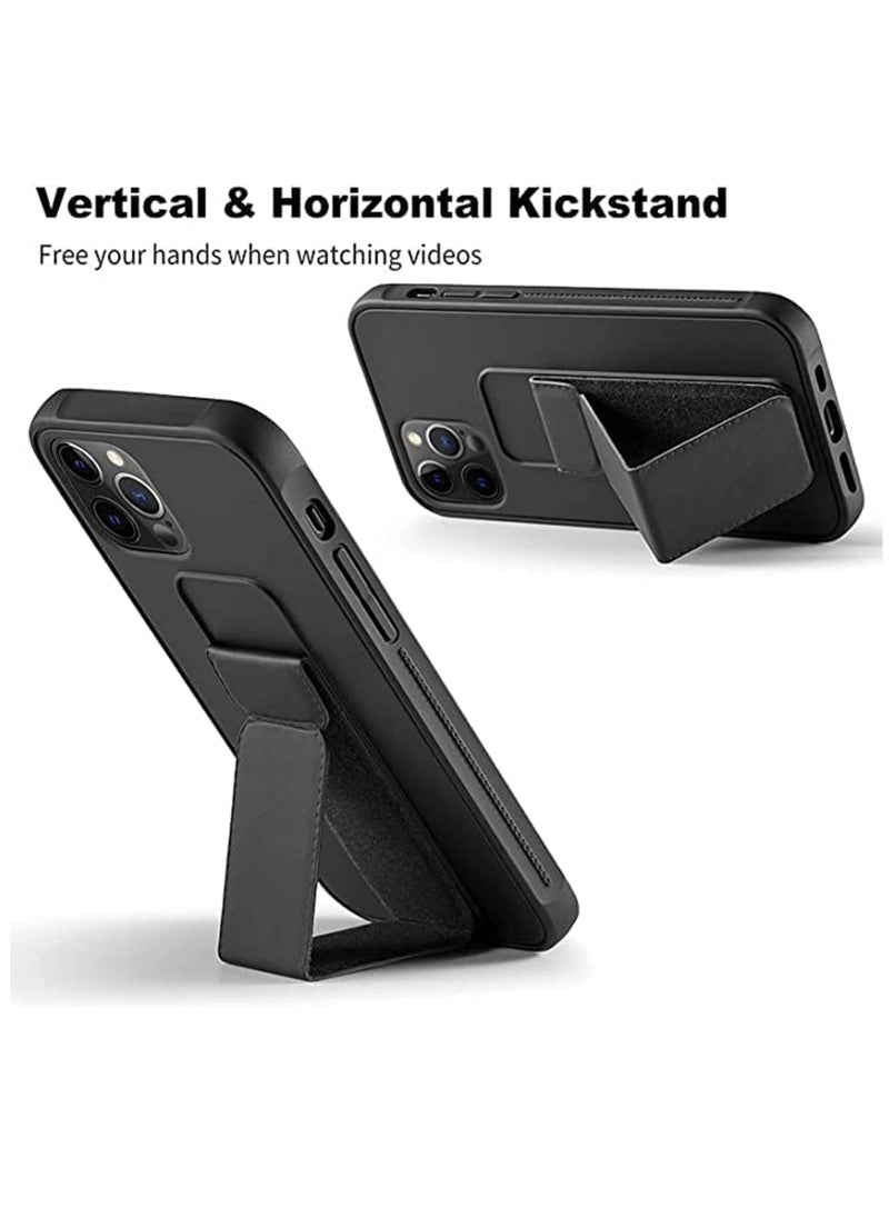 Waldic - Premium Silicone Magnetic Hand Grip Case with Stand Cover for Apple iPhone 14 Pro Max - Black - Image 1