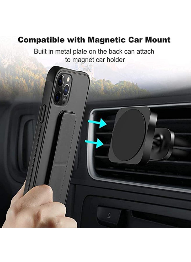 Waldic - Premium Silicone Magnetic Hand Grip Case with Stand Cover for Apple iPhone 14 Pro Max - Black - Image 1