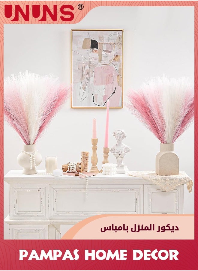 UNUNS - 6Pcs Pampas Grass Pink Decor,Faux Pampas Grass Home Decor,Artificial Pampas Grass Blush Fake Pampas,Short Vase Room Decoration - Image 1