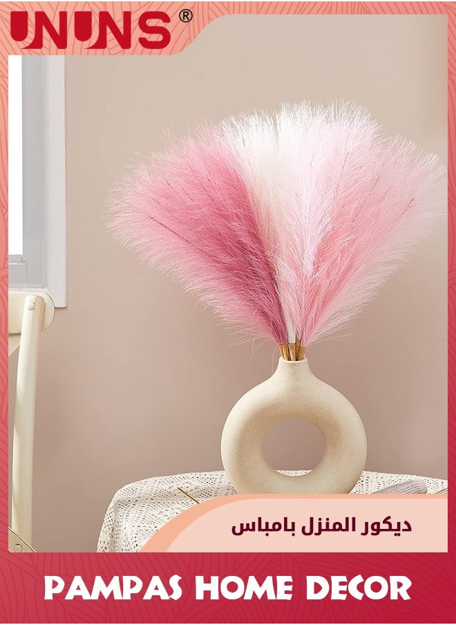 UNUNS - 6Pcs Pampas Grass Pink Decor,Faux Pampas Grass Home Decor,Artificial Pampas Grass Blush Fake Pampas,Short Vase Room Decoration - Image 1