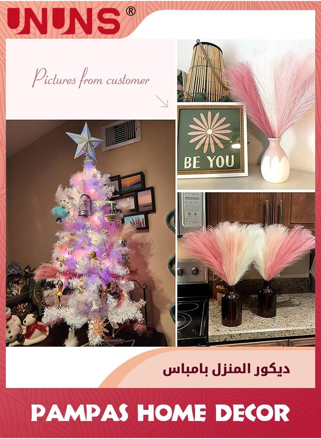 UNUNS - 6Pcs Pampas Grass Pink Decor,Faux Pampas Grass Home Decor,Artificial Pampas Grass Blush Fake Pampas,Short Vase Room Decoration - Image 1