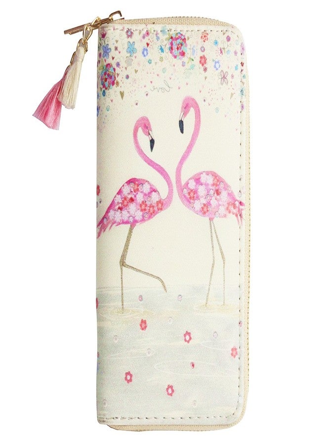 MayeBridge Timlee Cute Unicorn Long Wallets Pink Flamingo Wallets With Tassels Long Purse Girls Christmas Gift(Flamingo) - Image 1