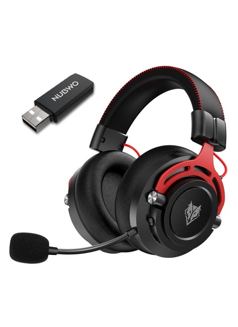 G03 Gaming Headset,Wireless Gaming Headphones with Mic,2.4GHz & Bluetooth 5.3 Technology with Noise-Canceling Microphone, for PS5, PS4, PC, and Switch, Ergonomic Design,Black/Red