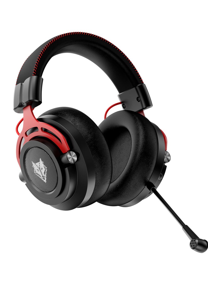 G03 Gaming Headset,Wireless Gaming Headphones with Mic,2.4GHz & Bluetooth 5.3 Technology with Noise-Canceling Microphone, for PS5, PS4, PC, and Switch, Ergonomic Design,Black/Red