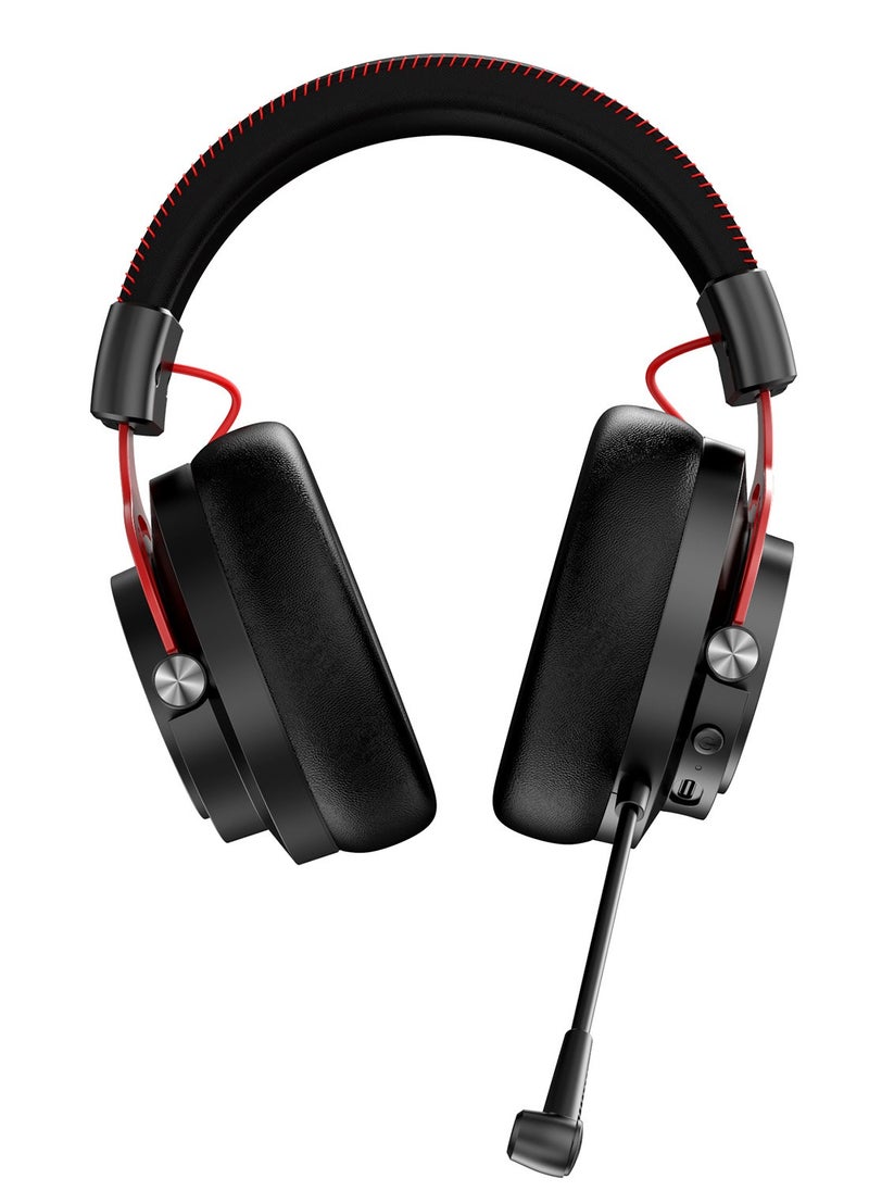 G03 Gaming Headset,Wireless Gaming Headphones with Mic,2.4GHz & Bluetooth 5.3 Technology with Noise-Canceling Microphone, for PS5, PS4, PC, and Switch, Ergonomic Design,Black/Red