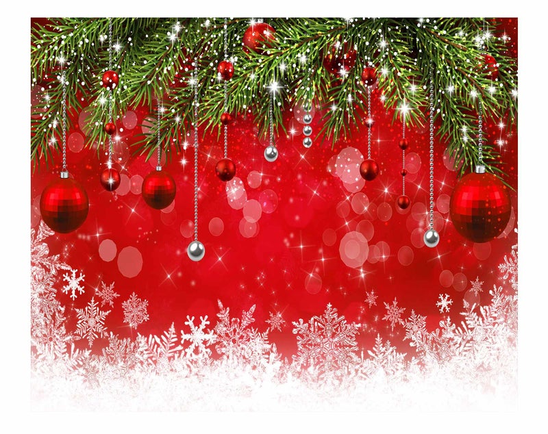 Allenjoy 10x8ft Snowflake Christmas Backdrop for Winter New Year Eve Photography Family Party Birthday Glitter Bokeh Sparkle Red Merry Xmas Background Baby Shower Decoration Photo Booth Props
