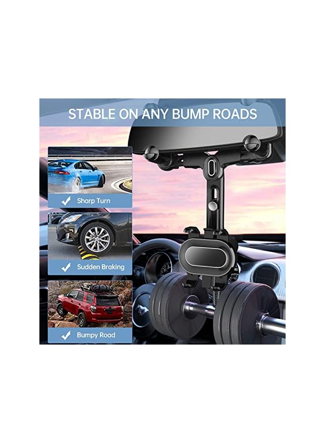 Green Tiger Rearview Mirror Phone Holder for Car,360°Rotatable and Retractable Multifunctional Rear View Mirror Phone Holder,Four Corners Fixed Anti-Shake Design,for All Mobile Phones and All Car - Image 4