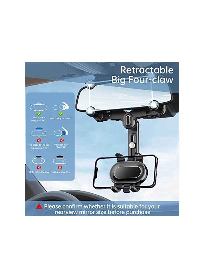Green Tiger Rearview Mirror Phone Holder for Car,360°Rotatable and Retractable Multifunctional Rear View Mirror Phone Holder,Four Corners Fixed Anti-Shake Design,for All Mobile Phones and All Car - Image 2