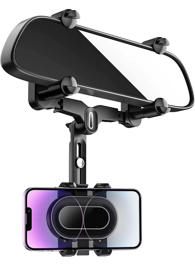 Green Tiger Rearview Mirror Phone Holder for Car,360°Rotatable and Retractable Multifunctional Rear View Mirror Phone Holder,Four Corners Fixed Anti-Shake Design,for All Mobile Phones and All Car - Image 1