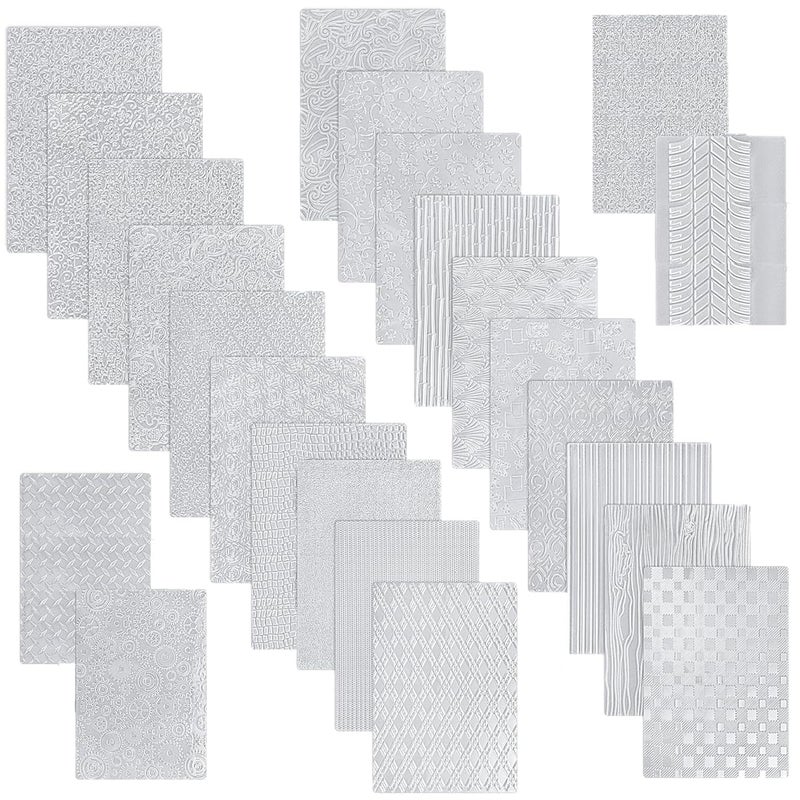 Qicfrk 24 Pcs Polymer Clay Texture Sheets Boho Embossing Texture Sheet 17 x 25 Clay Texture Sheets for Pottery Earrings Jewelry Making - Image 1