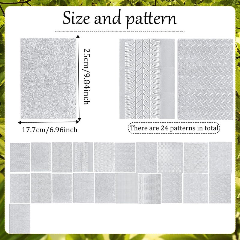 Qicfrk 24 Pcs Polymer Clay Texture Sheets Boho Embossing Texture Sheet 17 x 25 Clay Texture Sheets for Pottery Earrings Jewelry Making - Image 2