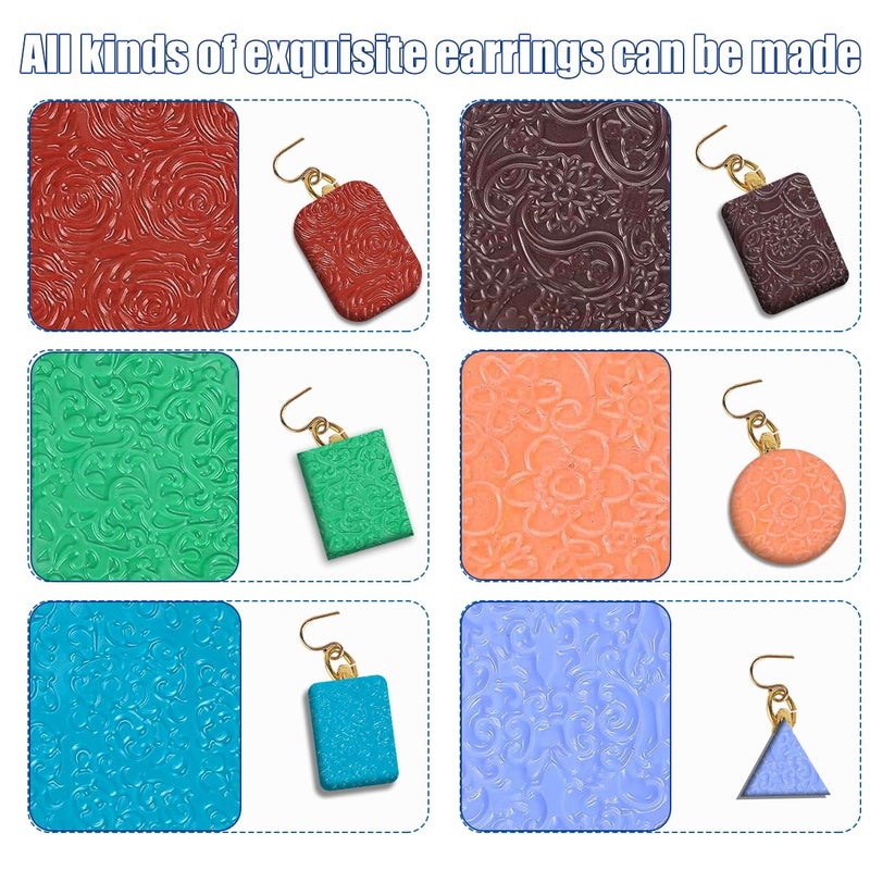 Qicfrk 24 Pcs Polymer Clay Texture Sheets Boho Embossing Texture Sheet 17 x 25 Clay Texture Sheets for Pottery Earrings Jewelry Making - Image 5