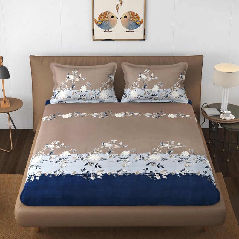 Hammer Pro Double Bed bedsheet with 2 Pillow Covers (Navy & Grey) - Image 1