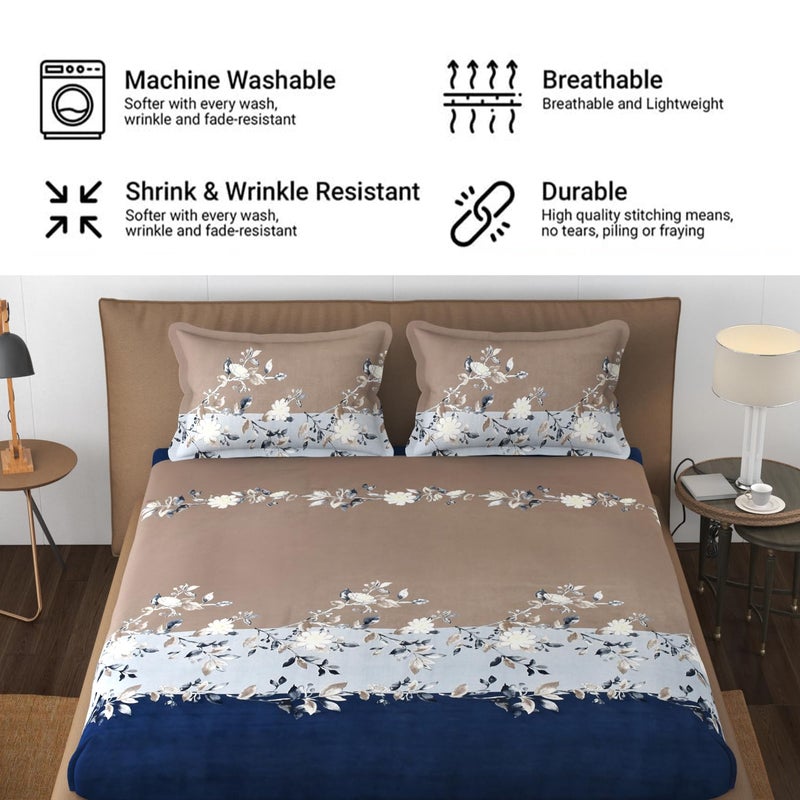 Hammer Pro Double Bed bedsheet with 2 Pillow Covers (Navy & Grey) - Image 4