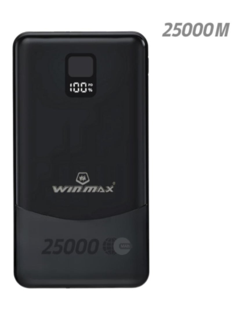 Winmax mAh 25000 mAh Power Bank Portable Charger – Simultaneous Charging for Smartphones, Tablets, Gaming Devices, Bluetooth & More – Compact, Travel-Friendly Design for On-the-Go Power Anywhere - Black Black - Image 2