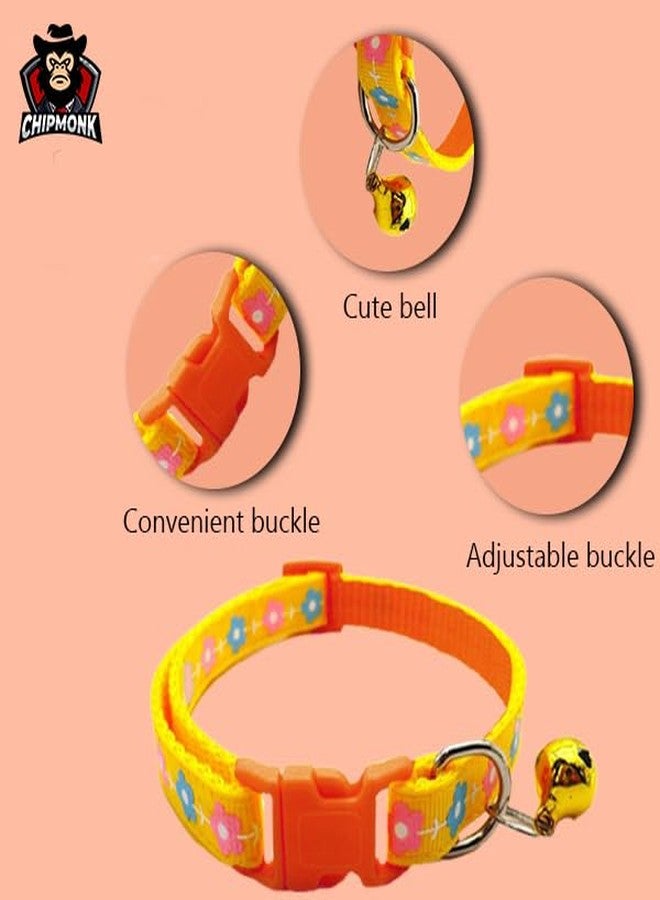 Chipmonk Set of 3 Cat & Puppy Collar with Bell,Kitten & Small Dogs Soft Adjustable,Safe,Solid & Protective Breakaway for Cats & Puppies,Cute Kitty Neckband with Sun Flower Print-(Blue,Purple,Yellow) - Image 3