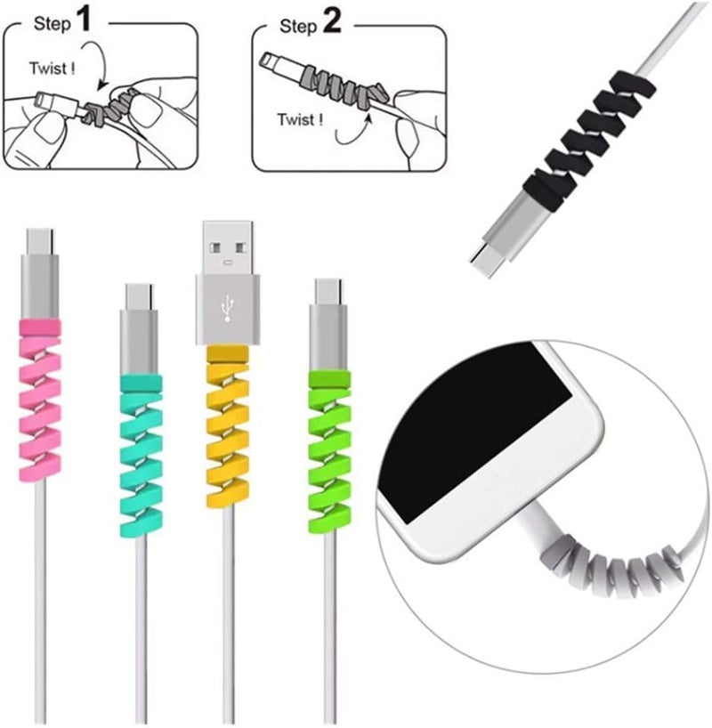 CERLINK (30Pcs Grey) Spiral Cable Charger Protectors Data Cable Saver Charging Cord Protective Cable Cover Headphone MacBook Laptop Earphone Cell Phone - Image 3