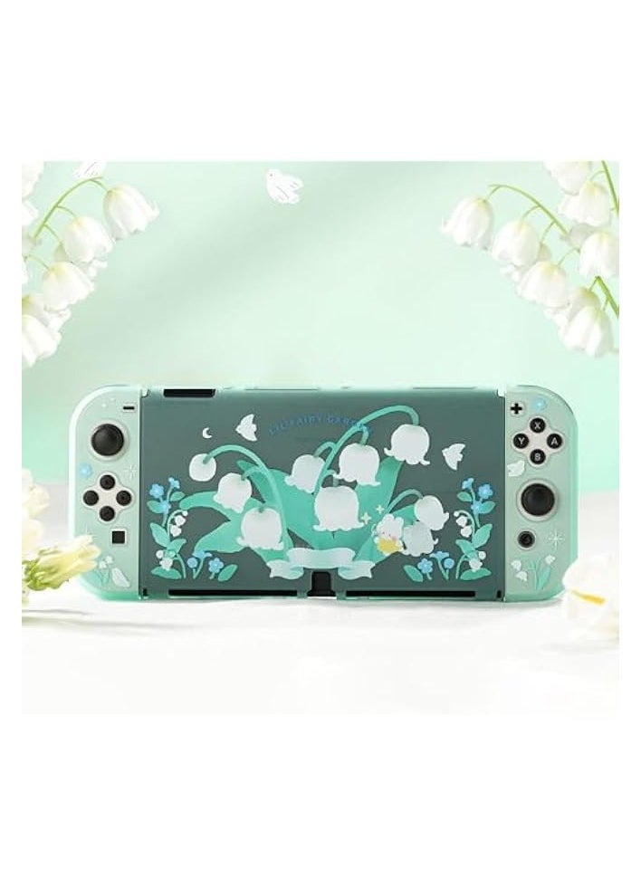 Protective Case for Switch OLED Hard Protective Shell Slim Cover Case Compatible with Nintendo Switch OLED and Joy Con - Lily of The Valley