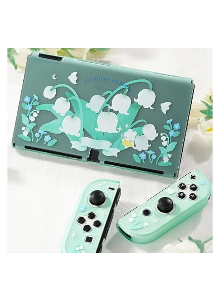 Protective Case for Switch OLED Hard Protective Shell Slim Cover Case Compatible with Nintendo Switch OLED and Joy Con - Lily of The Valley