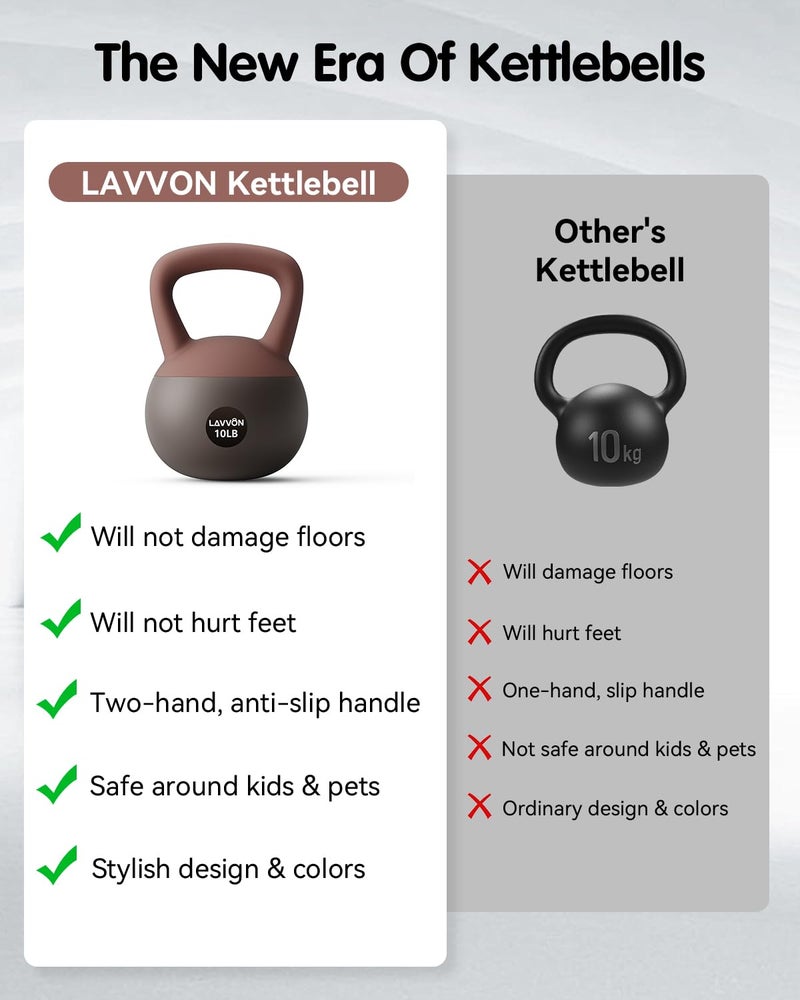 LAVVON Soft Kettlebell - Cushioned Impact-Resistant Base and Anti-Slip, Kettle bell Anti-Slip Grip Weight for Home Workouts, Safe Strength Training Kettlebells Sets for Women & Men, With Non-slip Gloves (Black-Pink, 10 LB) - Image 4
