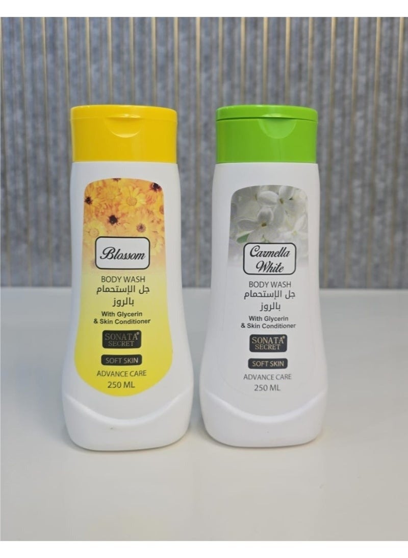 Sonata Caramella White & Yellow Blossom Shower Gel Set - 2 x 250ml Af Areshness And Aromatic Care - Image 2