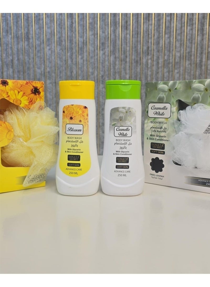 Sonata Caramella White & Yellow Blossom Shower Gel Set - 2 x 250ml Af Areshness And Aromatic Care - Image 1