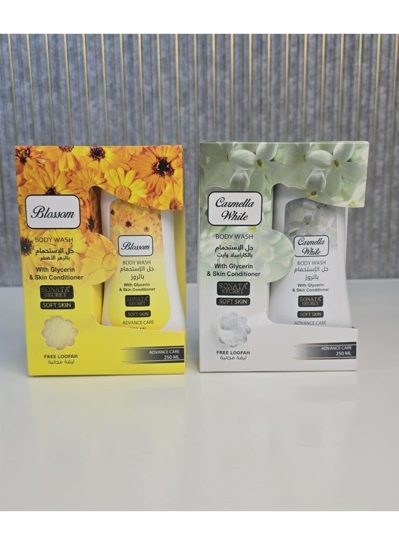 Sonata Caramella White & Yellow Blossom Shower Gel Set - 2 x 250ml Af Areshness And Aromatic Care - Image 3