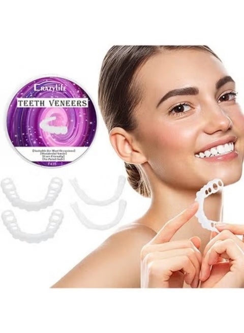 Instant Veneers Dentures, Upper Lower Teeth Artificial Dentures Silicone Prosthetic Teeth Decoration, Cosmetic Veneers Teeth Temporary Fake Teeth Smile Teeth Veneers, for Men Women with Bad Teeth