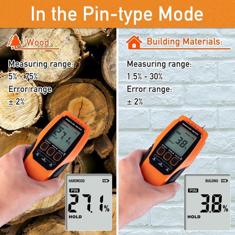 High Accuracy Humidity Detector, Moisture Meter for Walls, Ceilings and Building Materials, Portable Moisture Analyzer with Backlit Display - Image 5