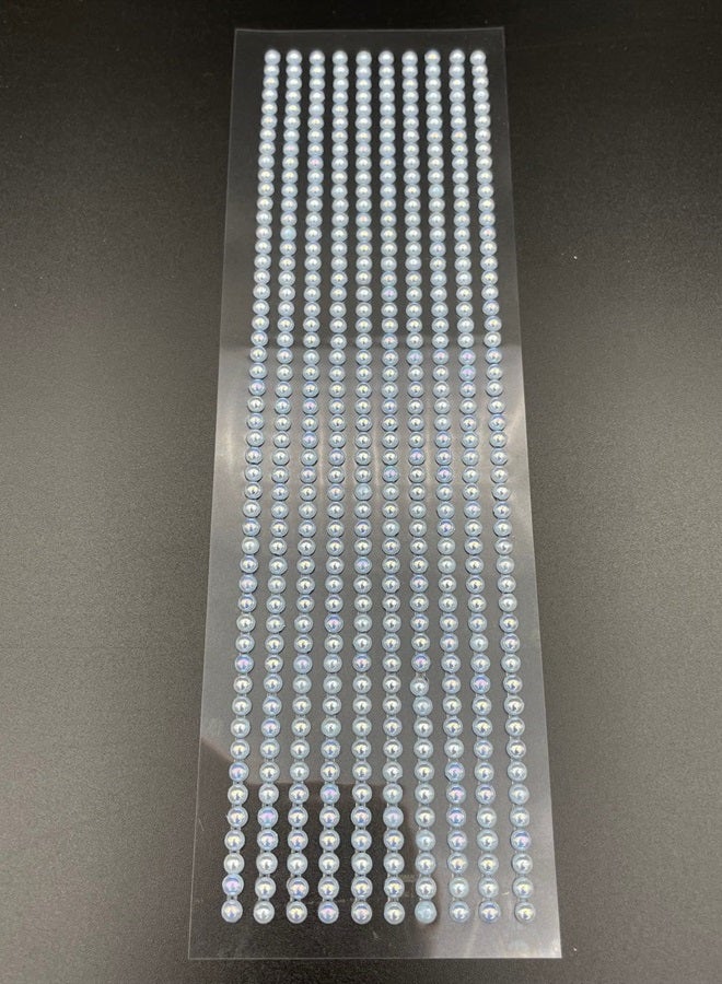 Syntego 500 x Self Adhesive Pearls Gems 3mm Mini Flat Backed Round Pearls Beads Strips Embellishments (AB Blue) - Image 4